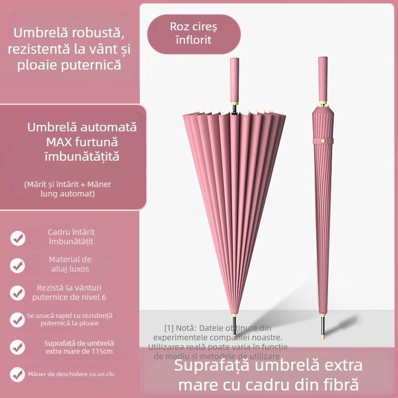Umbrelă automată cu 24 de oase, umbrelă mare, supradimensionată, en-gros, din fabrică, cu mâner lung, drept, însorit și ploios, cu logo-ul cu dublă utilizare