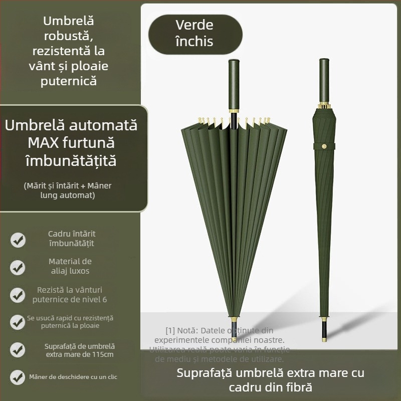 Umbrelă automată cu 24 de oase, umbrelă mare, supradimensionată, en-gros, din fabrică, cu mâner lung, drept, însorit și ploios, cu logo-ul cu dublă utilizare