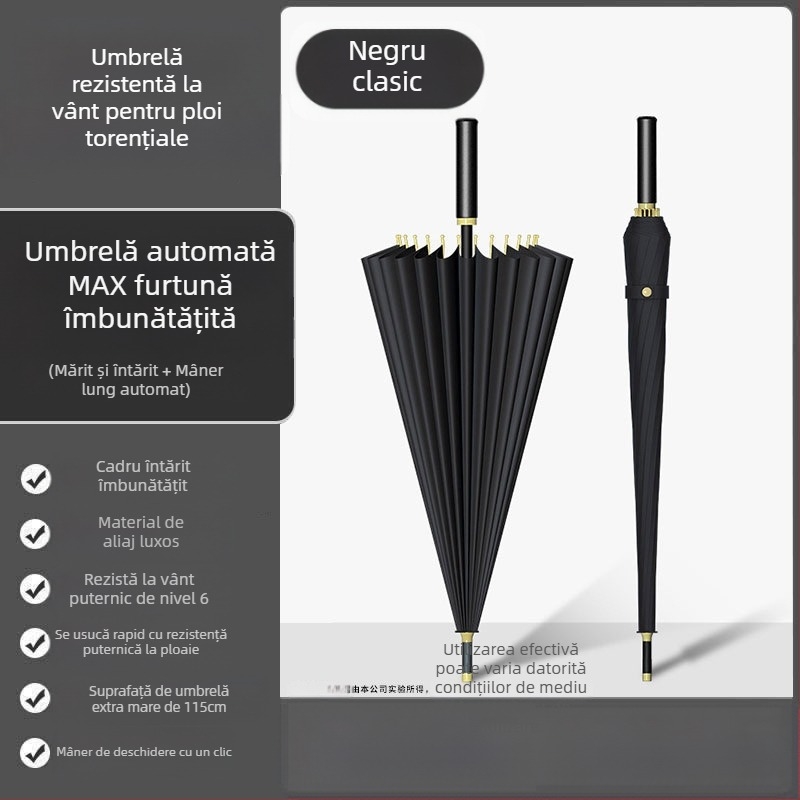 Umbrelă automată cu 24 de oase, umbrelă mare, supradimensionată, en-gros, din fabrică, cu mâner lung, drept, însorit și ploios, cu logo-ul cu dublă utilizare