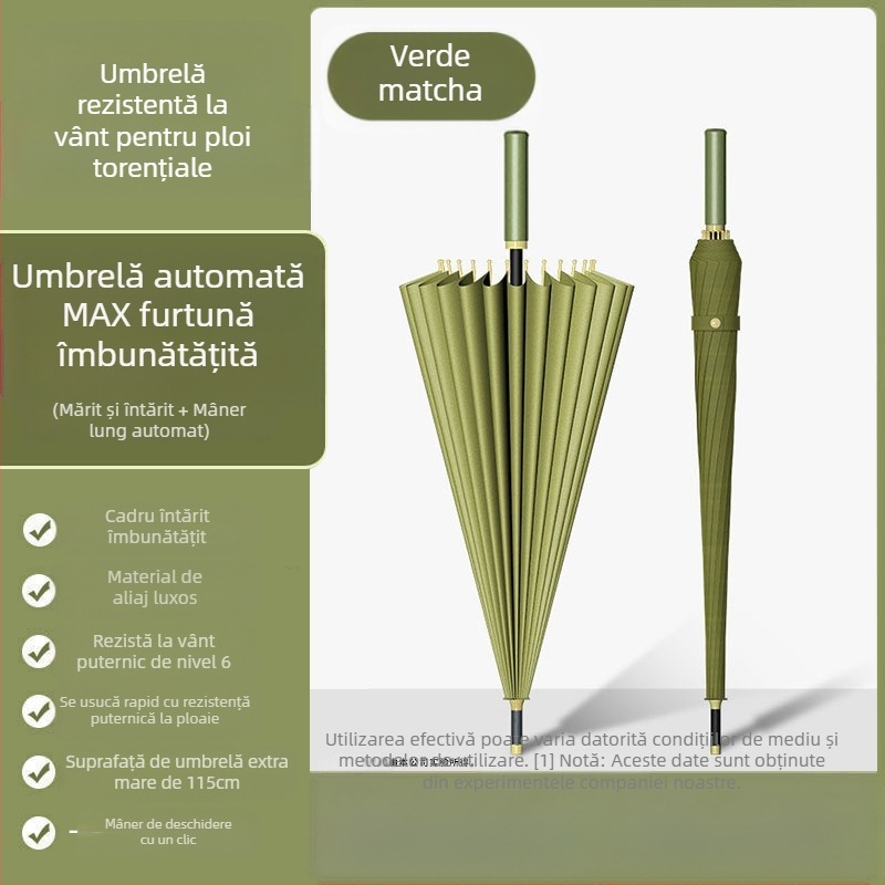 Umbrelă automată cu 24 de oase, umbrelă mare, supradimensionată, en-gros, din fabrică, cu mâner lung, drept, însorit și ploios, cu logo-ul cu dublă utilizare