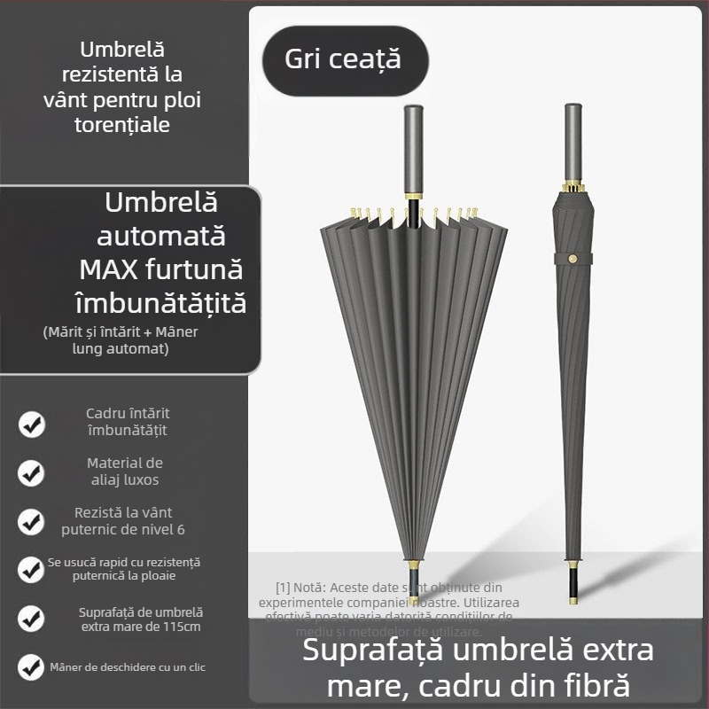 Umbrelă automată cu 24 de oase, umbrelă mare, supradimensionată, en-gros, din fabrică, cu mâner lung, drept, însorit și ploios, cu logo-ul cu dublă utilizare