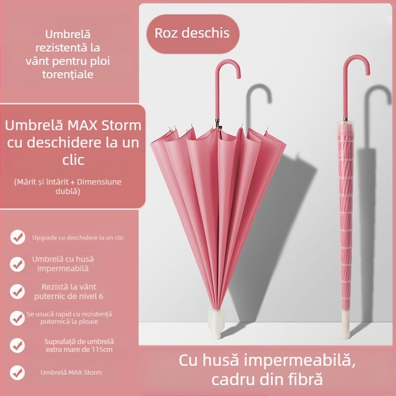 Umbrelă automată cu 24 de oase, umbrelă mare, supradimensionată, en-gros, din fabrică, cu mâner lung, drept, însorit și ploios, cu logo-ul cu dublă utilizare