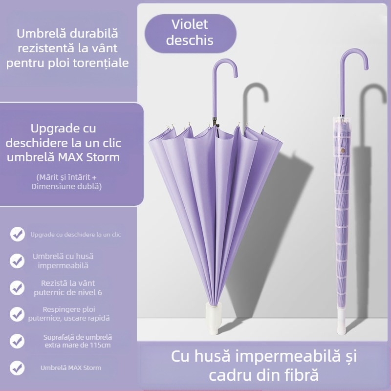 Umbrelă automată cu 24 de oase, umbrelă mare, supradimensionată, en-gros, din fabrică, cu mâner lung, drept, însorit și ploios, cu logo-ul cu dublă utilizare