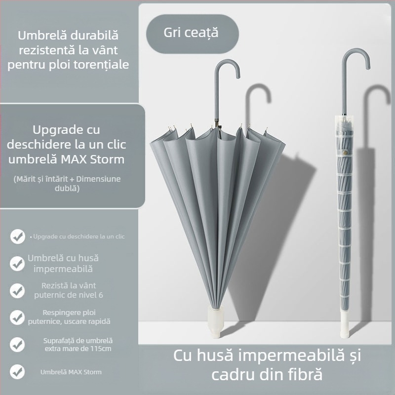 Umbrelă automată cu 24 de oase, umbrelă mare, supradimensionată, en-gros, din fabrică, cu mâner lung, drept, însorit și ploios, cu logo-ul cu dublă utilizare