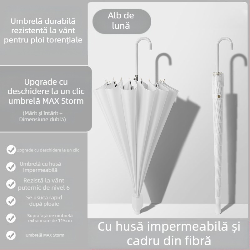 Umbrelă automată cu 24 de oase, umbrelă mare, supradimensionată, en-gros, din fabrică, cu mâner lung, drept, însorit și ploios, cu logo-ul cu dublă utilizare