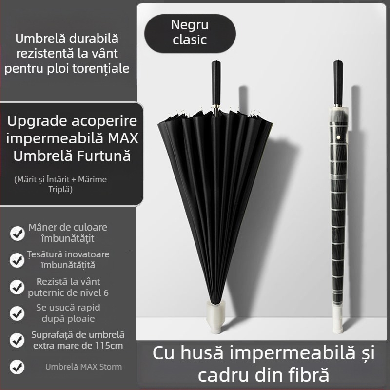 Umbrelă automată cu 24 de oase, umbrelă mare, supradimensionată, en-gros, din fabrică, cu mâner lung, drept, însorit și ploios, cu logo-ul cu dublă utilizare
