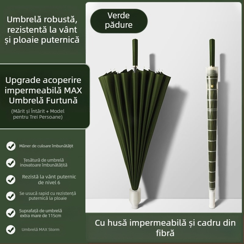 Umbrelă automată cu 24 de oase, umbrelă mare, supradimensionată, en-gros, din fabrică, cu mâner lung, drept, însorit și ploios, cu logo-ul cu dublă utilizare
