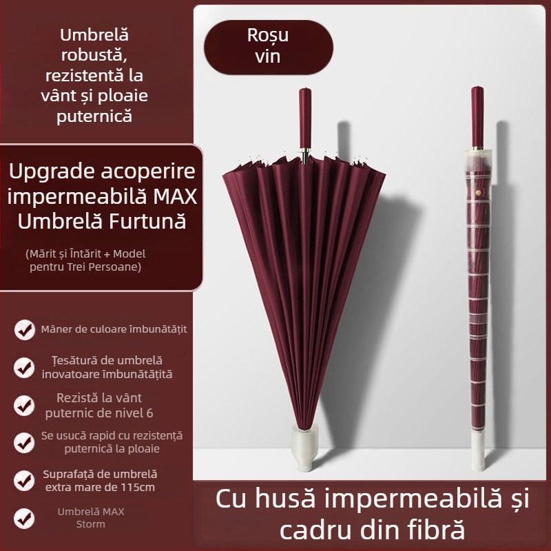 Umbrelă automată cu 24 de oase, umbrelă mare, supradimensionată, en-gros, din fabrică, cu mâner lung, drept, însorit și ploios, cu logo-ul cu dublă utilizare