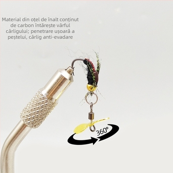 Elice cu paiete, modificare muscă Kung Fu, cârlig de muscă, elice cu paiete, compozit cu 8 inele, micromaterial Luya