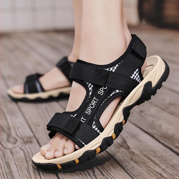 Pantofi sport pentru bărbați Cross Border, mărimea 45, cu platformă și velcro, decupate, din pânză, pentru plajă