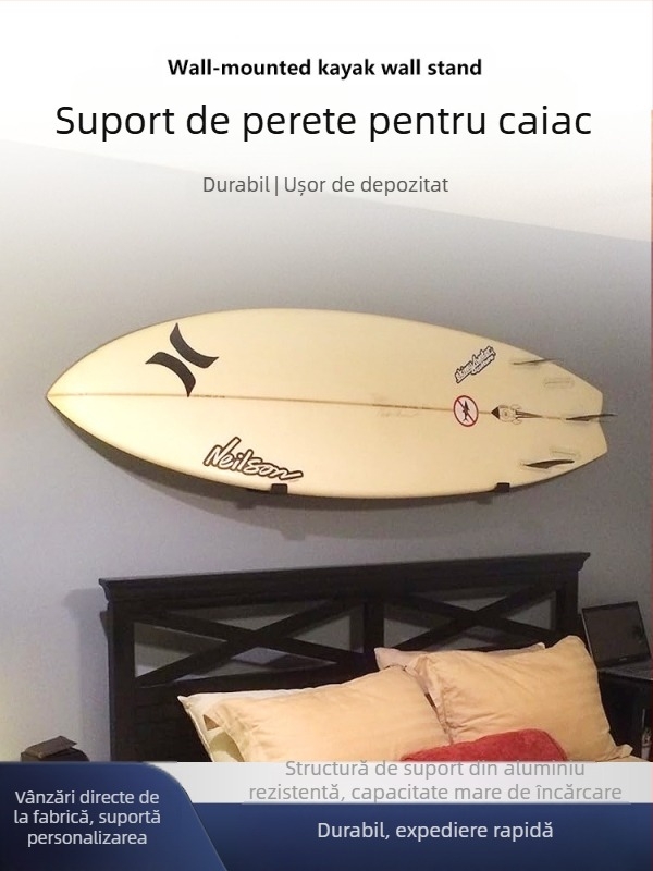 Raft de depozitare split pentru snowboard, montat pe perete, pentru garaj de uz casnic, SUP, pentru placă de surf, suport de afișare pentru depozitare cu placă de pulpă