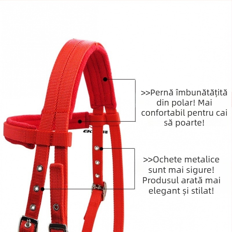 Frâu de apă cu chingă PP lățime 20 mm, cap de frâu placat cu nichel alb, pentru ronțăit cal cu pernă de burete LT5000