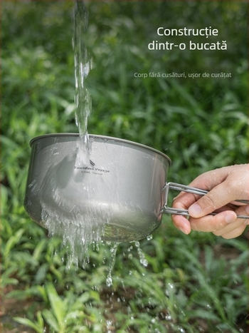 Biwei Pure Titanium Supa Pot Ultra Light și Convenabil Camping Pot Titanium Pot Lunch Box Heavy Duty Single Layer Pot Fold Handle