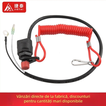 Comutator de oprire a motorului exterior pentru barcă cu motor, ATV, cu cordon de siguranță, pentru stingerea flăcării