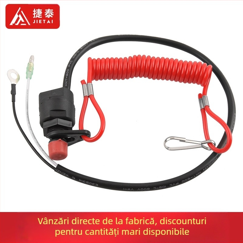 Comutator de oprire a motorului exterior pentru barcă cu motor, ATV, cu cordon de siguranță, pentru stingerea flăcării