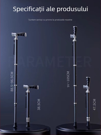 Ultra-ușoară portabilă telescopică cârjă antiderapantă cârjă medicală reglabilă cu dublă utilizare alpinism baston pentru vârstnici