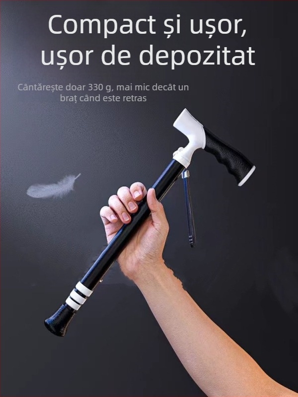 Ultra-ușoară portabilă telescopică cârjă antiderapantă cârjă medicală reglabilă cu dublă utilizare alpinism baston pentru vârstnici
