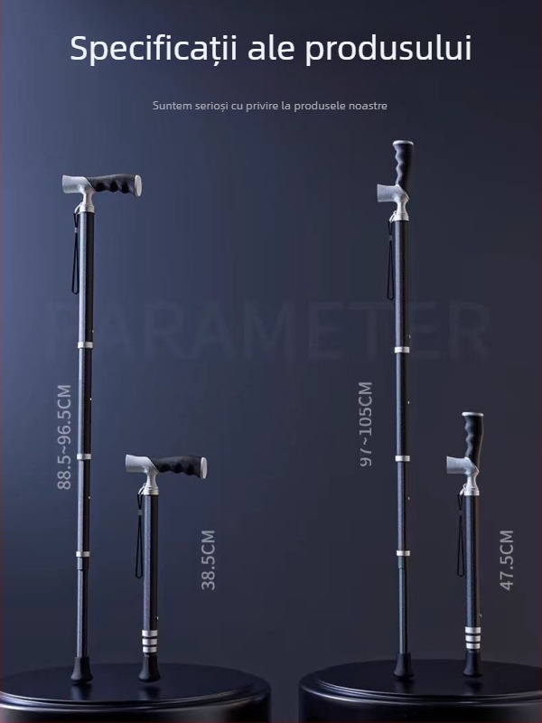 Ultra-ușoară portabilă telescopică cârjă antiderapantă cârjă medicală reglabilă cu dublă utilizare alpinism baston pentru vârstnici