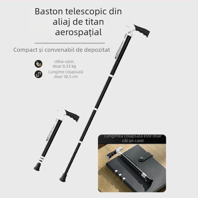 Ultra-ușoară portabilă telescopică cârjă antiderapantă cârjă medicală reglabilă cu dublă utilizare alpinism baston pentru vârstnici