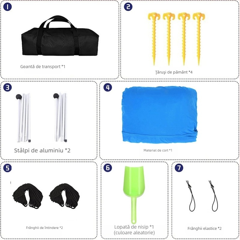 Cort de plajă transfrontalier, baldachin Lycra, parasolar, protecție solară, cool, în aer liber, camping pe litoral, baldachin de pescuit, cort de camping
