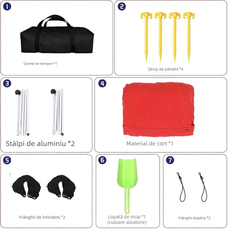 Cort de plajă transfrontalier, baldachin Lycra, parasolar, protecție solară, cool, în aer liber, camping pe litoral, baldachin de pescuit, cort de camping