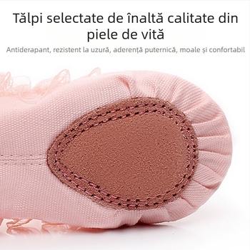 Pantofi de dans pentru femei și copii, talpă moale, toamnă și iarnă, corp de antrenament, căptușit cu fleece, dantelă cărnoasă, gheare de pisică, fete, prințesă, balet, dans