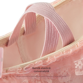 Pantofi de dans pentru femei și copii, talpă moale, toamnă și iarnă, corp de antrenament, căptușit cu fleece, dantelă cărnoasă, gheare de pisică, fete, prințesă, balet, dans