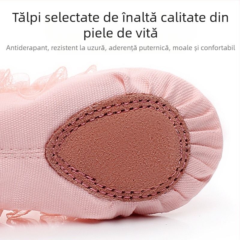 Pantofi de dans pentru femei și copii, talpă moale, toamnă și iarnă, corp de antrenament, căptușit cu fleece, dantelă cărnoasă, gheare de pisică, fete, prințesă, balet, dans