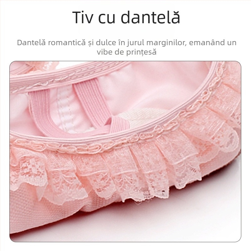 Pantofi de dans pentru femei și copii, talpă moale, toamnă și iarnă, corp de antrenament, căptușit cu fleece, dantelă cărnoasă, gheare de pisică, fete, prințesă, balet, dans