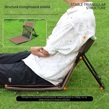 Scaun de plajă portabil, pliabil, multifuncțional, pentru camping în aer liber, pernă spate, scaun de agrement durabil, simplu, pliabil
