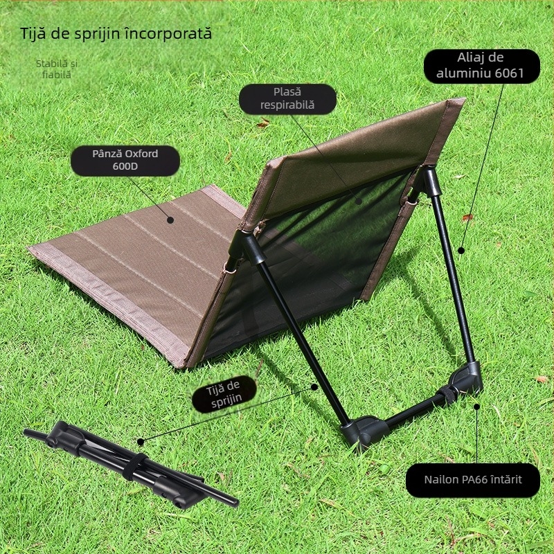 Scaun de plajă portabil, pliabil, multifuncțional, pentru camping în aer liber, pernă spate, scaun de agrement durabil, simplu, pliabil