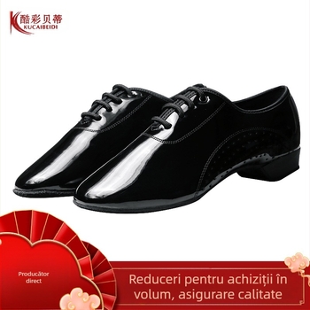 Pantofi de dans modern pentru bărbați, culoare cool Betty, pantofi de dans cu suprafață vopsită, pantofi de dans din piele strălucitoare, pantofi de dans pătrați, pantofi de dans marinar, pantofi de dans de sală