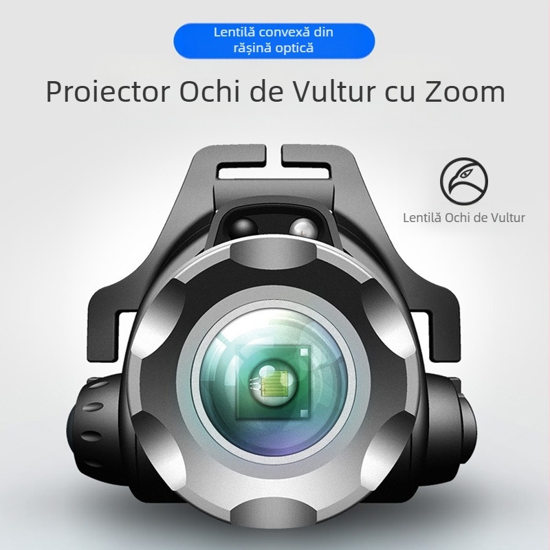 Boyue T6 far cu inducție de încărcare LED impermeabil cu lumină puternică telescopică cu zoom far de pescuit în aer liber en-gros