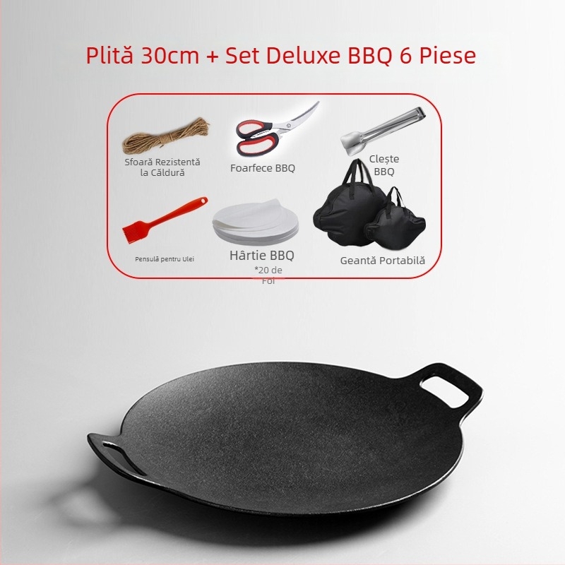 Tigaie din fontă, tigaie pentru grătar, aragaz cu gaz, aragaz cu inducție, tigaie pentru grătar, tigaie din fontă neacoperită, în stil coreean, pentru exterior, pentru grătar