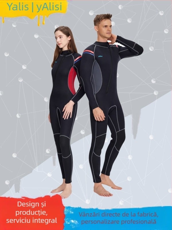 Yalisi3Mm costum de neopren dintr-o singură bucată pentru bărbați și femei, costum de neopren rezistent la frig, snorkeling, surfing, costum de înot de iarnă, scufundări gratuite