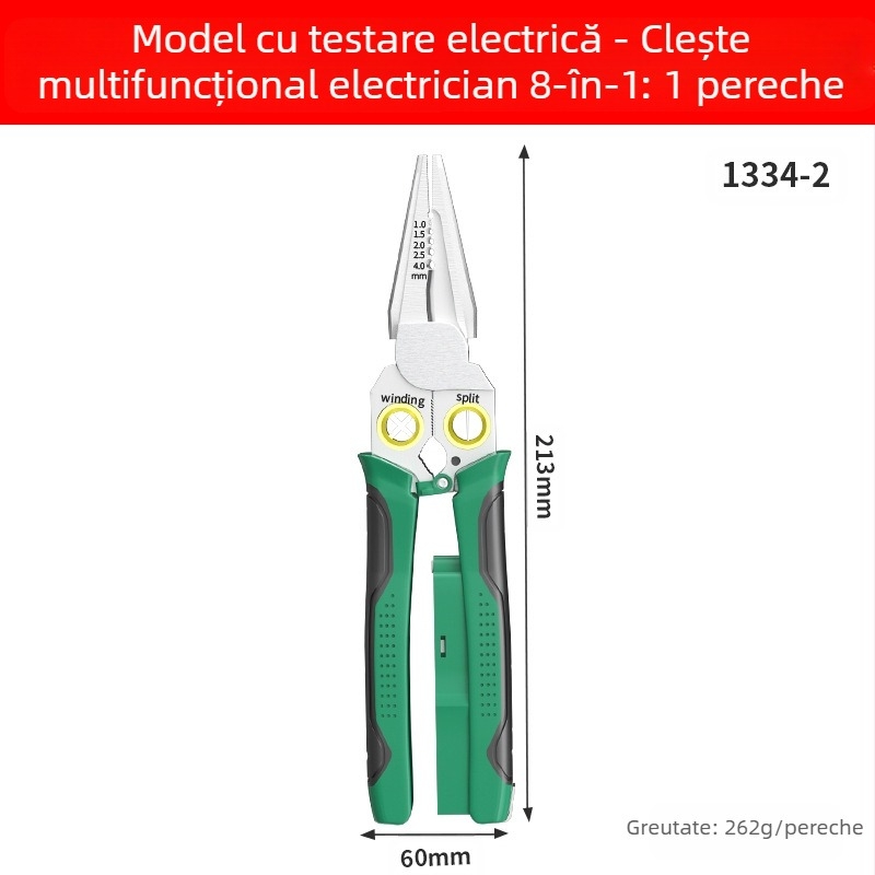 Clește multifuncțional 8 în 1 pentru măsurarea și dezizolarea firelor, tăiere sârmă, foarfece pentru sârmă și cablu, clește de dezizolat, clește de sertizare pentru fire electrice