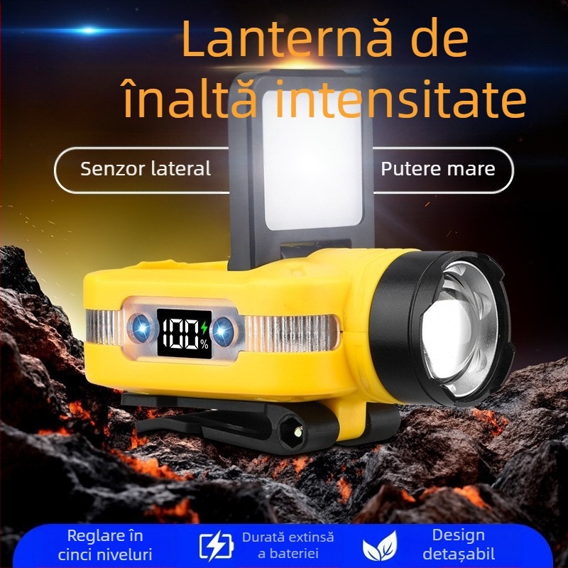 Lampă frontală specială pentru pescuit, inducție, clip pentru pălărie, lampă cu boruri, lumină puternică, super luminoasă, montată pe cap, super lungă durată, lampă pentru momeală de pescuit nocturn