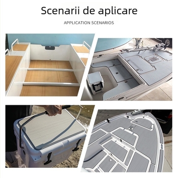Covoraș decorativ marin pentru puntea rulotei, din imitație de tec EVA, fără crestături, gri, care agață părul, cu suport adeziv