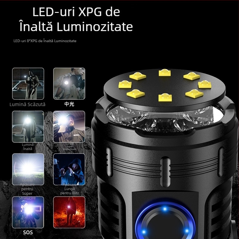 Lanternă octogonală Monster de la Amazon, populară, super luminoasă, pentru exterior, pentru uz casnic, mini iluminat portabil, cu pix, cu clip metalic, pentru pălărie