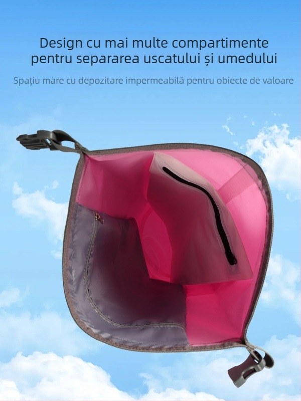 Geantă impermeabilă din fibră de carbon, geantă portabilă cu găleată, geantă impermeabilă pentru plajă, geantă de înot în aer liber, rucsac