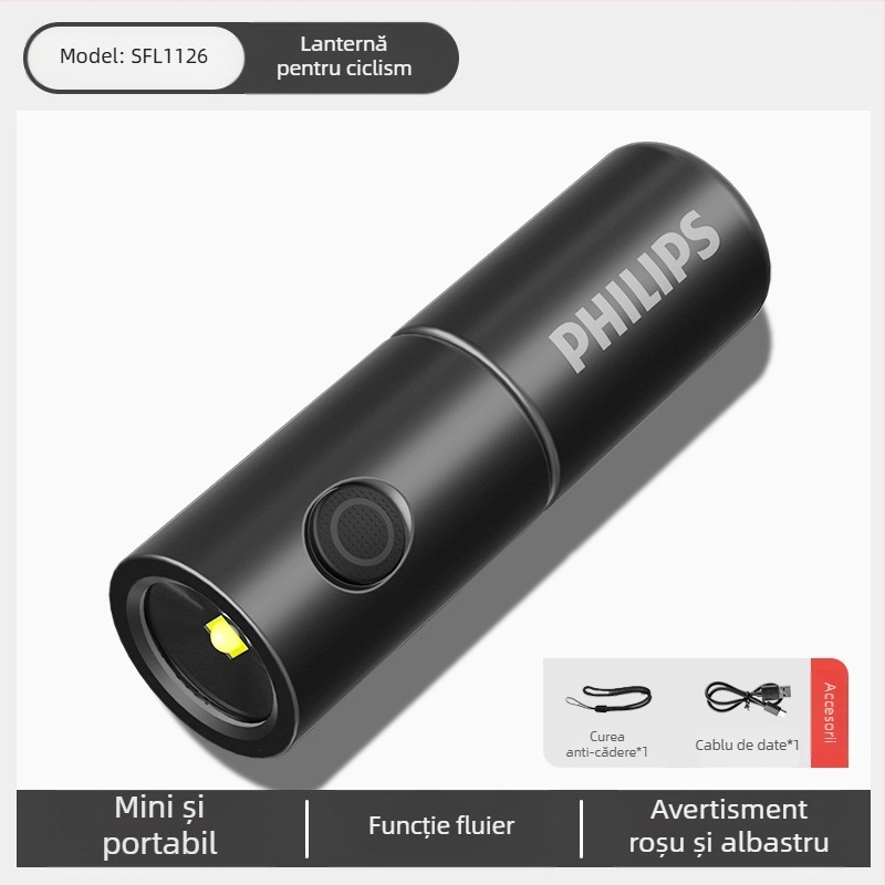 Philips breloc lumină puternică reîncărcabilă lanternă pentru exterior student multifuncțională mini lumină de lucru portabilă