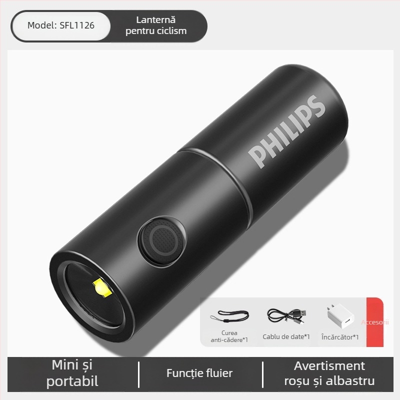 Philips breloc lumină puternică reîncărcabilă lanternă pentru exterior student multifuncțională mini lumină de lucru portabilă