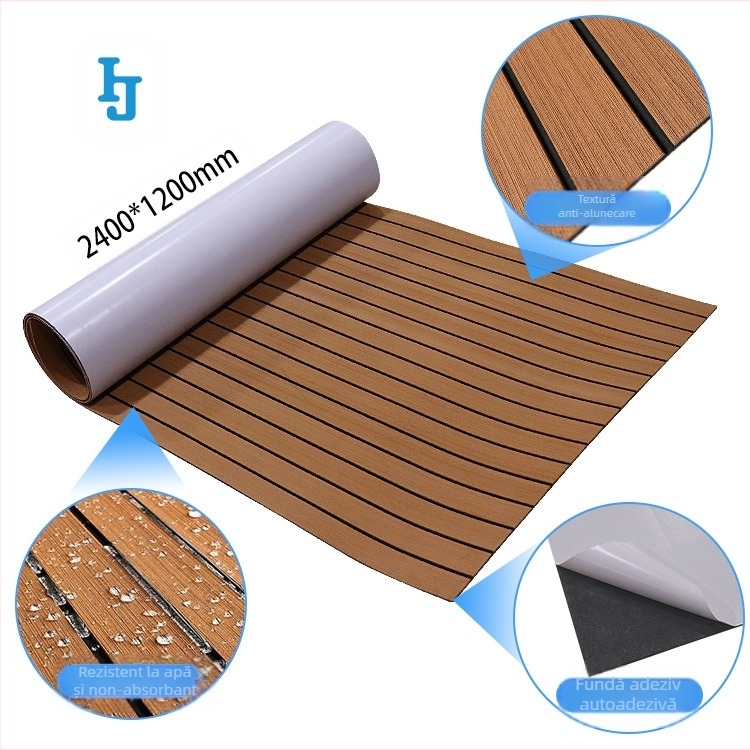 Covoraș antiderapant transfrontalier din imitație de tec EVA pentru puntea de iahturi, izolație impermeabilă la frecare, anti-ultraviolete