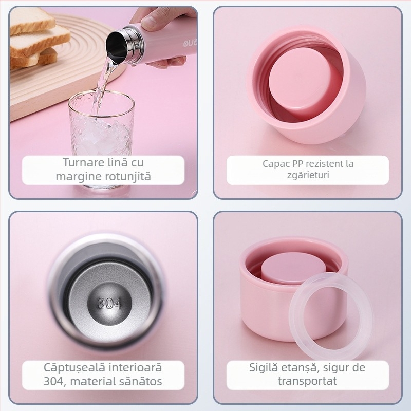 120 ml cană mică dreaptă, aspect elegant, pentru cămin studențesc, cană vidată din oțel inoxidabil 304, cană mini de apă, cană portabilă de buzunar pentru femei