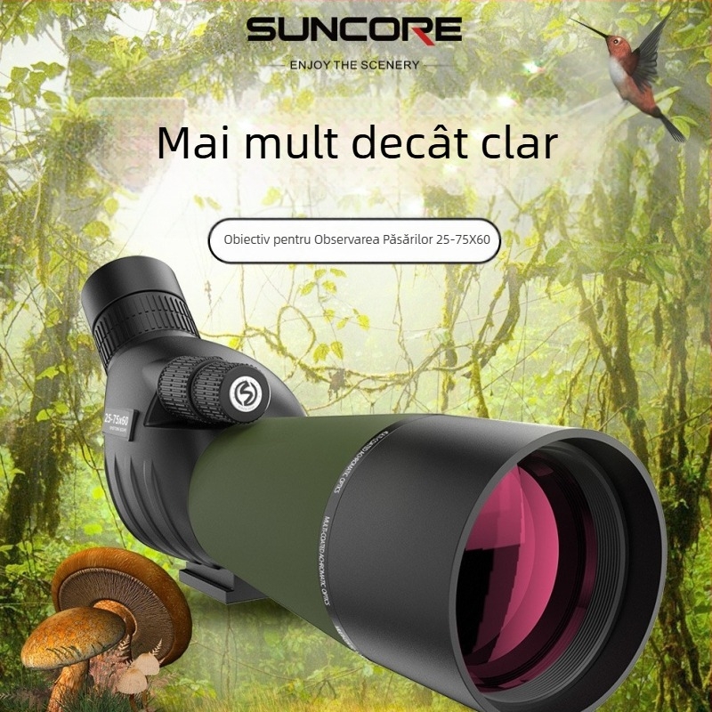 Oglindă verde pentru observarea păsărilor, de calibru mare, cu un singur cilindru, en-gros, 25-75X60, în stoc, cu colț verde