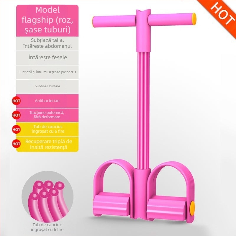 Extractor de pedale Shrimp Brand, dispozitiv de asistență pentru abdomene cu 4 tuburi, pentru yoga, cu 6 tuburi, pentru reducerea grăsimilor, cu patru tuburi, coardă de tensiune pentru fitness
