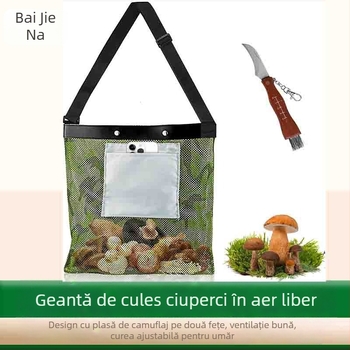 Geantă de cules ciuperci sălbatice, pliabilă, pentru exterior, cu camuflaj, respirabilă, cu dublu față, pentru livada Amazoniană, pentru cules ciuperci sălbatice