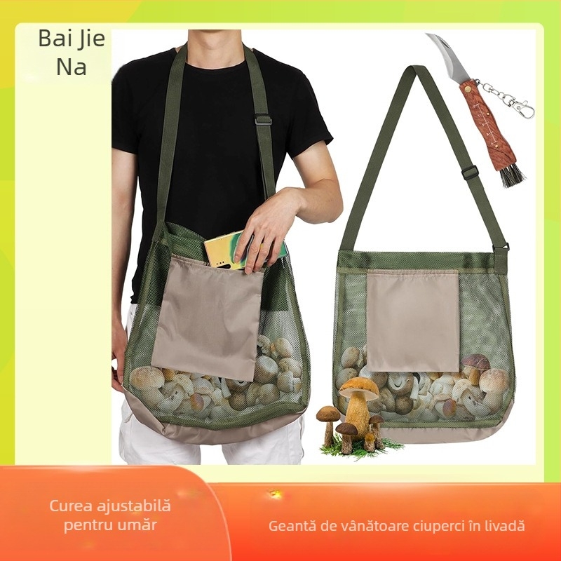 Geantă de cules ciuperci sălbatice, pliabilă, pentru exterior, cu camuflaj, respirabilă, cu dublu față, pentru livada Amazoniană, pentru cules ciuperci sălbatice