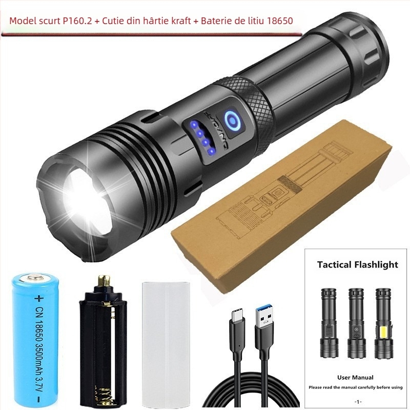 Lanternă telescopică cu zoom P70, lanternă reîncărcabilă multifuncțională pentru exterior cu LED-uri, nouă și transfrontalieră