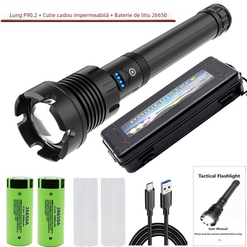 Lanternă telescopică cu zoom P70, lanternă reîncărcabilă multifuncțională pentru exterior cu LED-uri, nouă și transfrontalieră